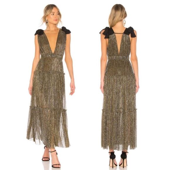 Sabina Musayev Dresses & Skirts - Sabina Musayev Ray Dress in Gold Black Metallic Maxi Gown Glamorous Size L